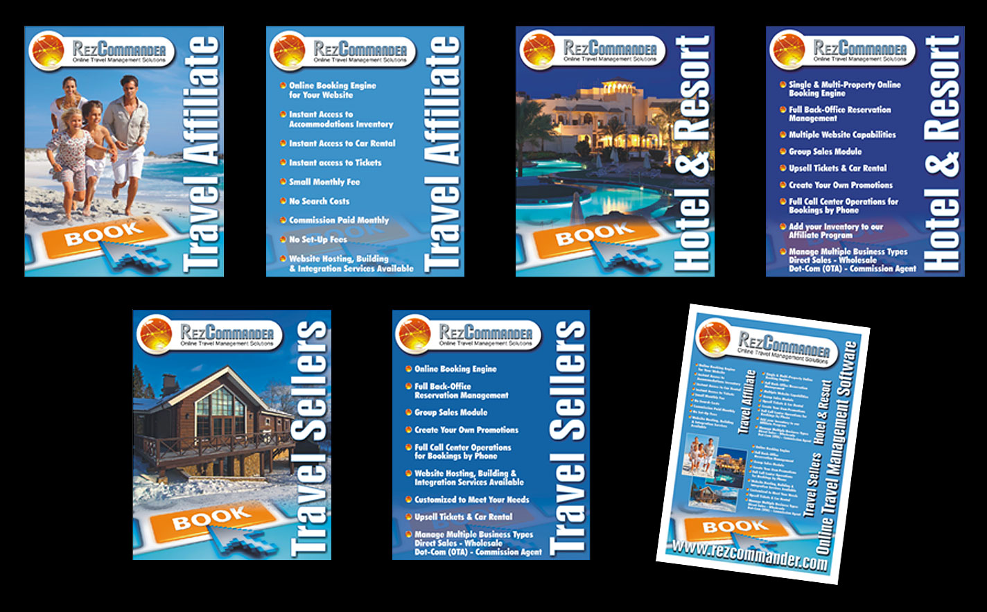 Display - Set of 6 AO Display Panels and printed leaflet for Rez Commander Booking Software, Florida - Sealed AO Prints on PVC backing sheet. - Design, Artwork & Production.