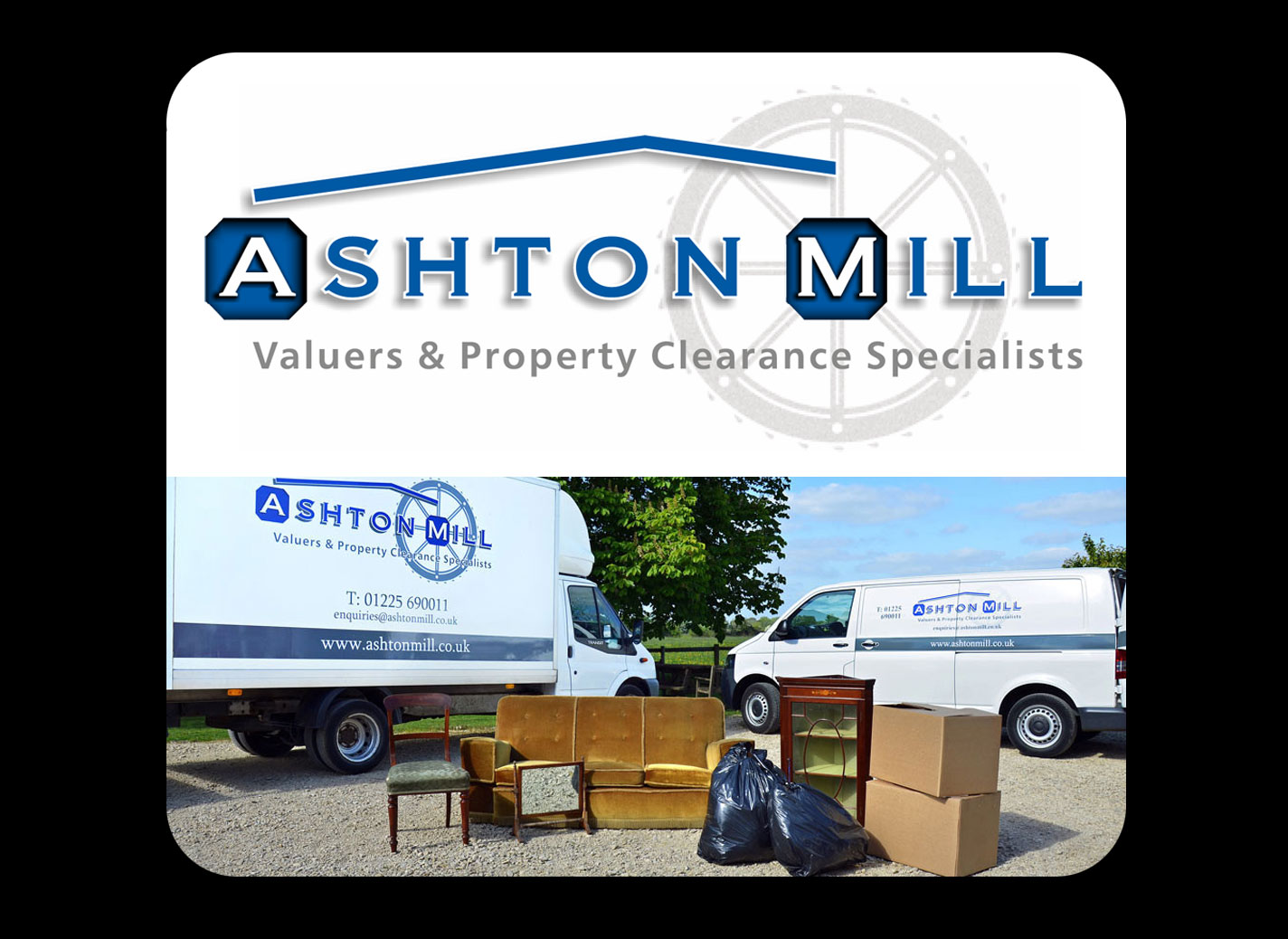 Identity - Logo for Ashton Mill Valuers and Property Clearance Specialists, Melksham - Design, Specifications & Artworks.